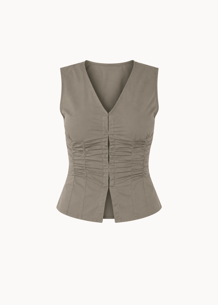 Freja Figursyet Skjorte - Taupe - ByStenholt.dk