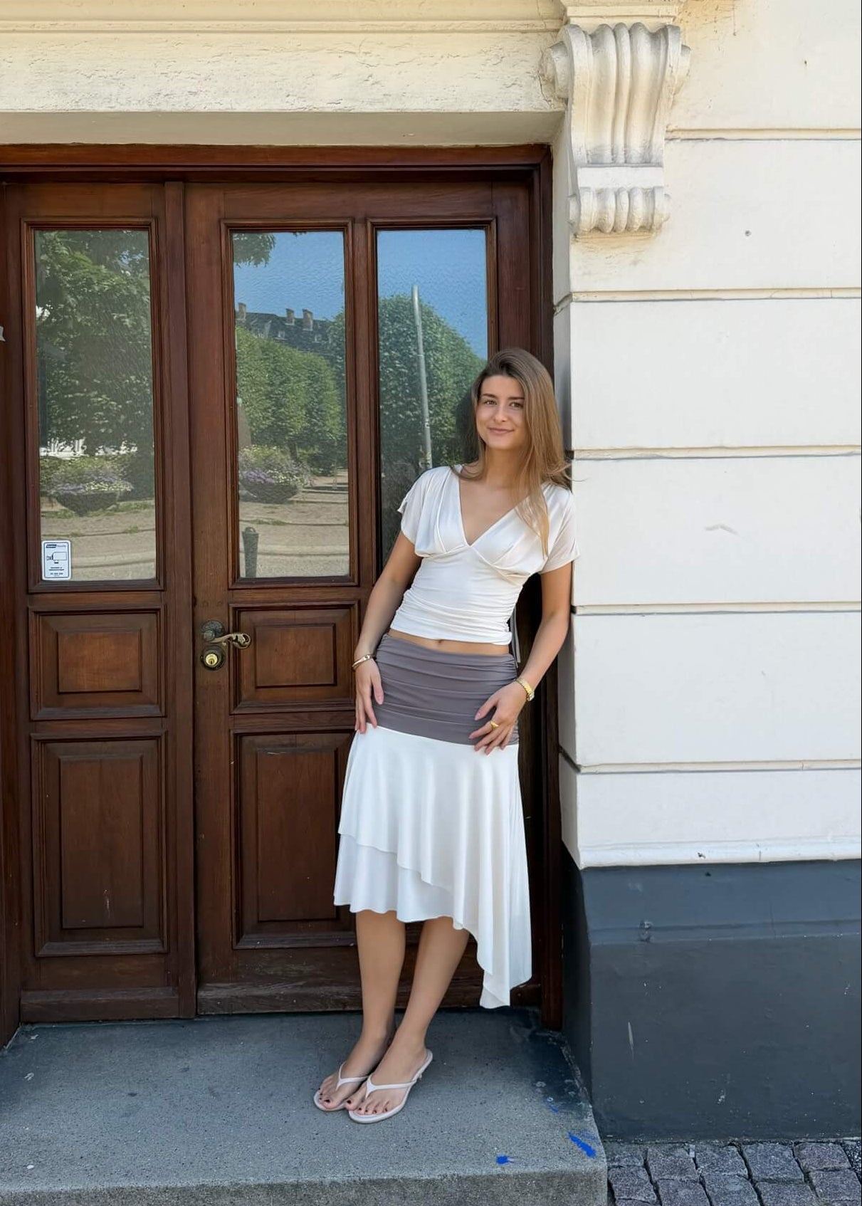 Gaia Top + Aia Nederdel Sæt - Creme/Taupe - ByStenholt.dk