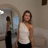 Gia One Shoulder Paillet Top - Creme - ByStenholt.dk