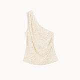 Gia One Shoulder Paillet Top - Creme - ByStenholt.dk