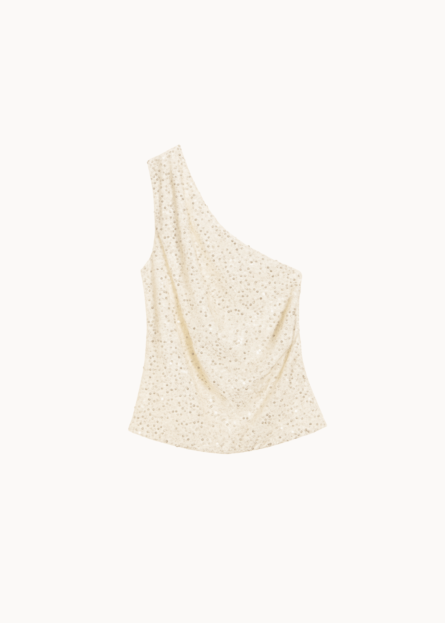 Gia One Shoulder Paillet Top - Creme - ByStenholt.dk