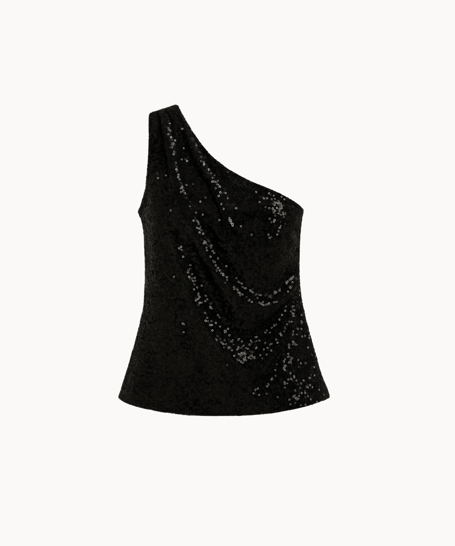 Gia One Shoulder Paillet Top - Sort - ByStenholt.dk