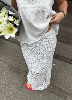 Hæklet Maxi Nederdel - Hvid - ByStenholt.dk