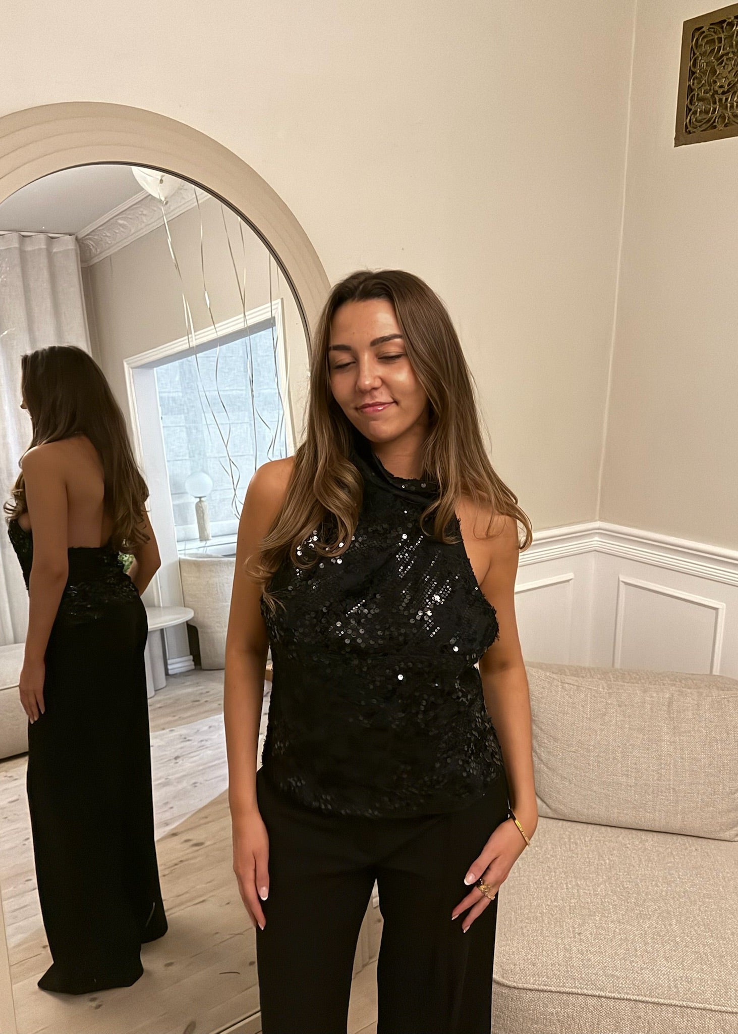 Halterneck Paillet Top - Sort - ByStenholt.dk