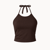 Halterneck Top + Aia Skirt Set - Dark Brown