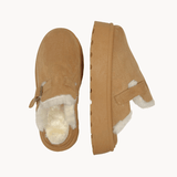 Hjemmesko med Pels Plateau - Camel - ByStenholt.dk