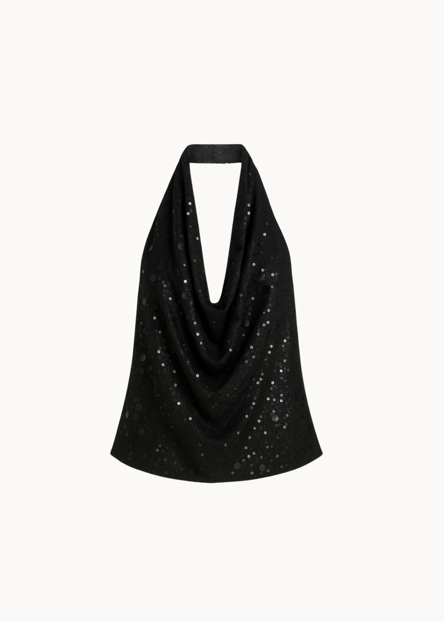 Ivy Halterneck Paillet Top - Sort - ByStenholt.dk