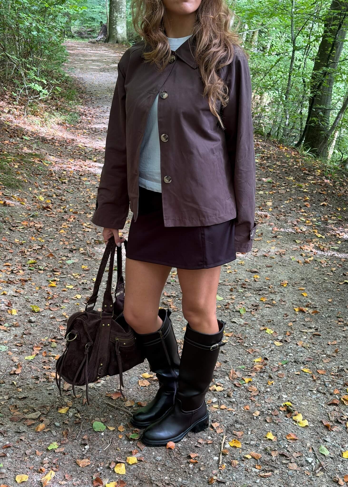Klassisk Kort Trenchcoat - Mørkebrun - ByStenholt.dk
