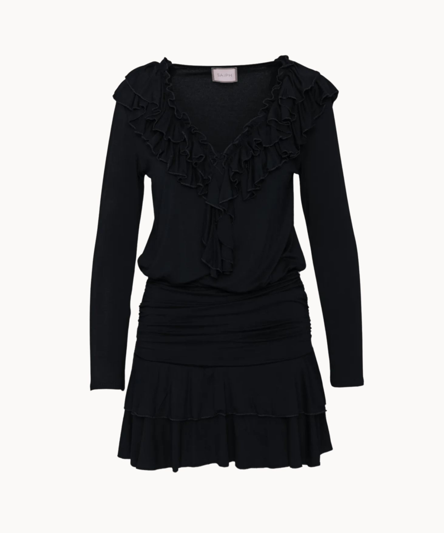 Kora Ruffle Mini Kjole - Sort - ByStenholt.dk