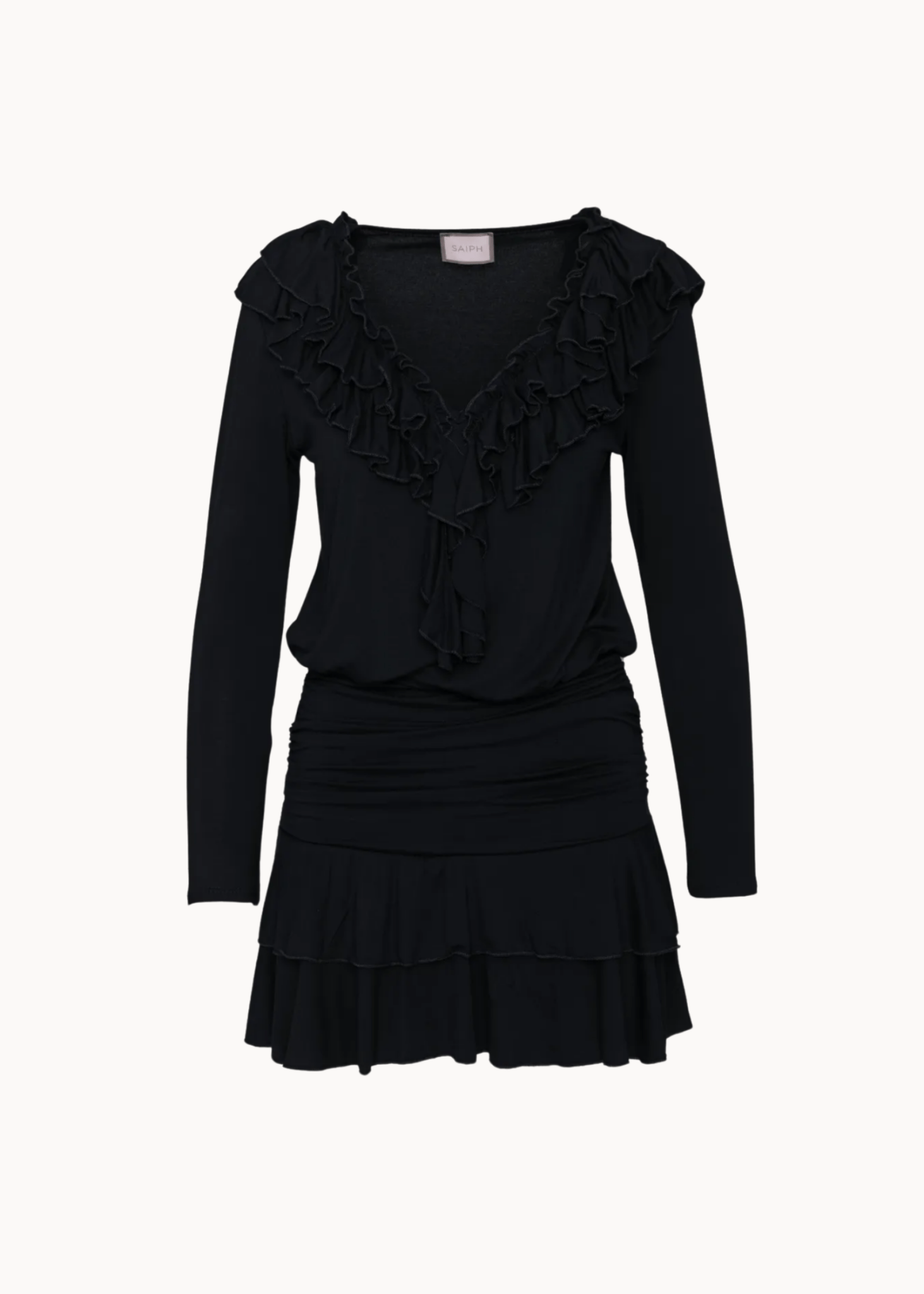 Kora Ruffle Mini Kjole - Sort - ByStenholt.dk