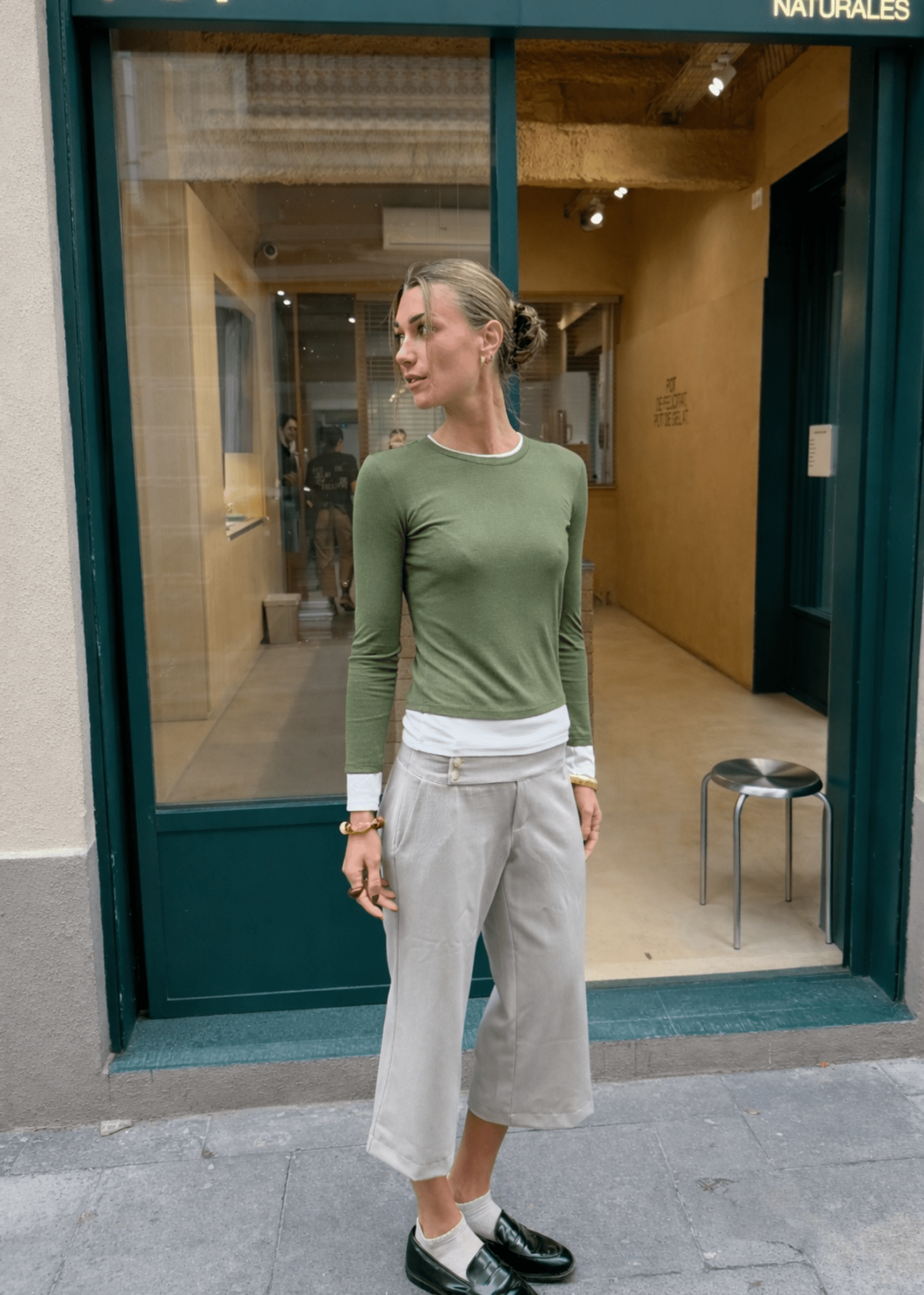 Langærmet Lag på Lag Bluse - Grøn - ByStenholt.dk