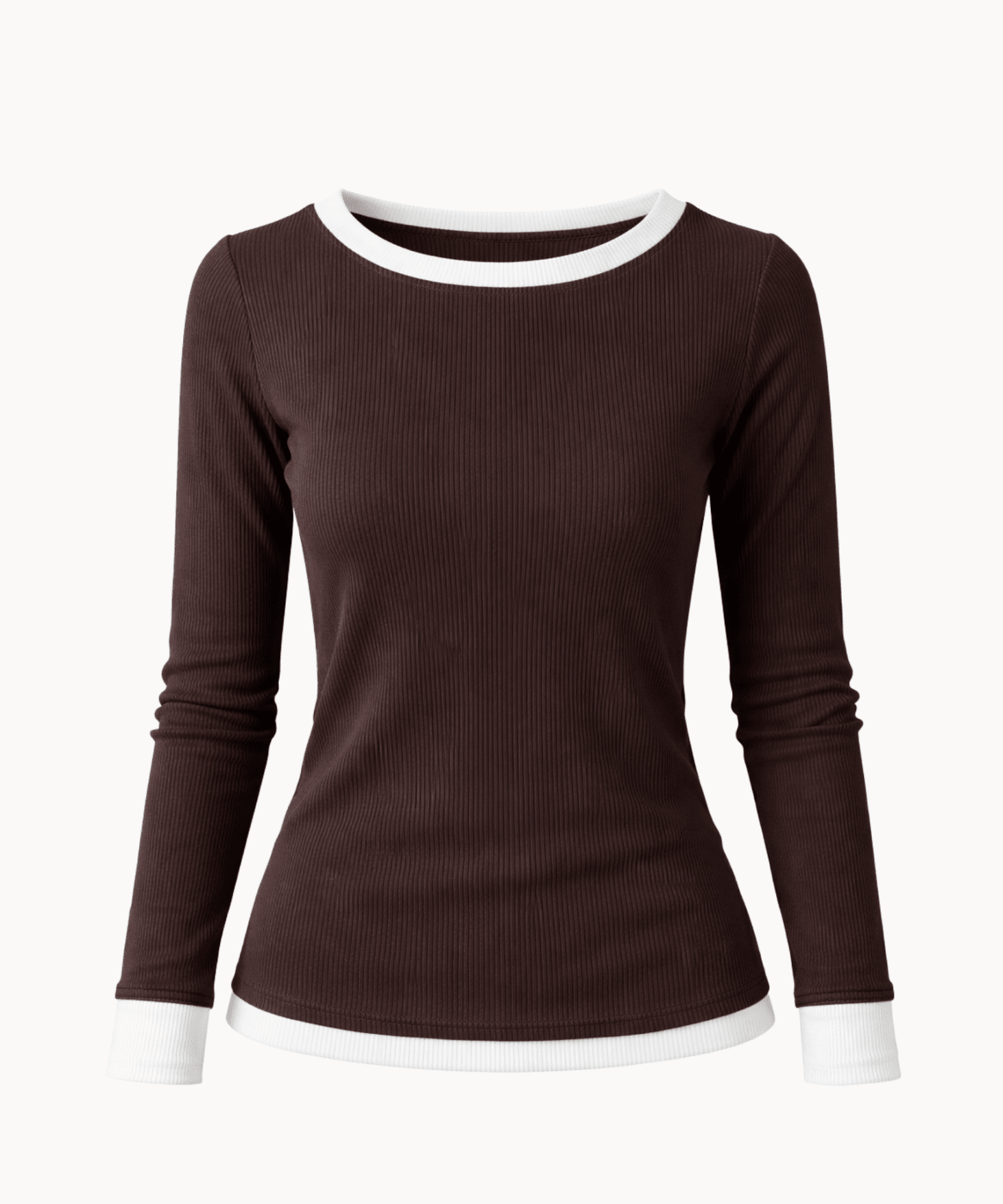Langærmet Lag på Lag Bluse - Mørkebrun - ByStenholt.dk