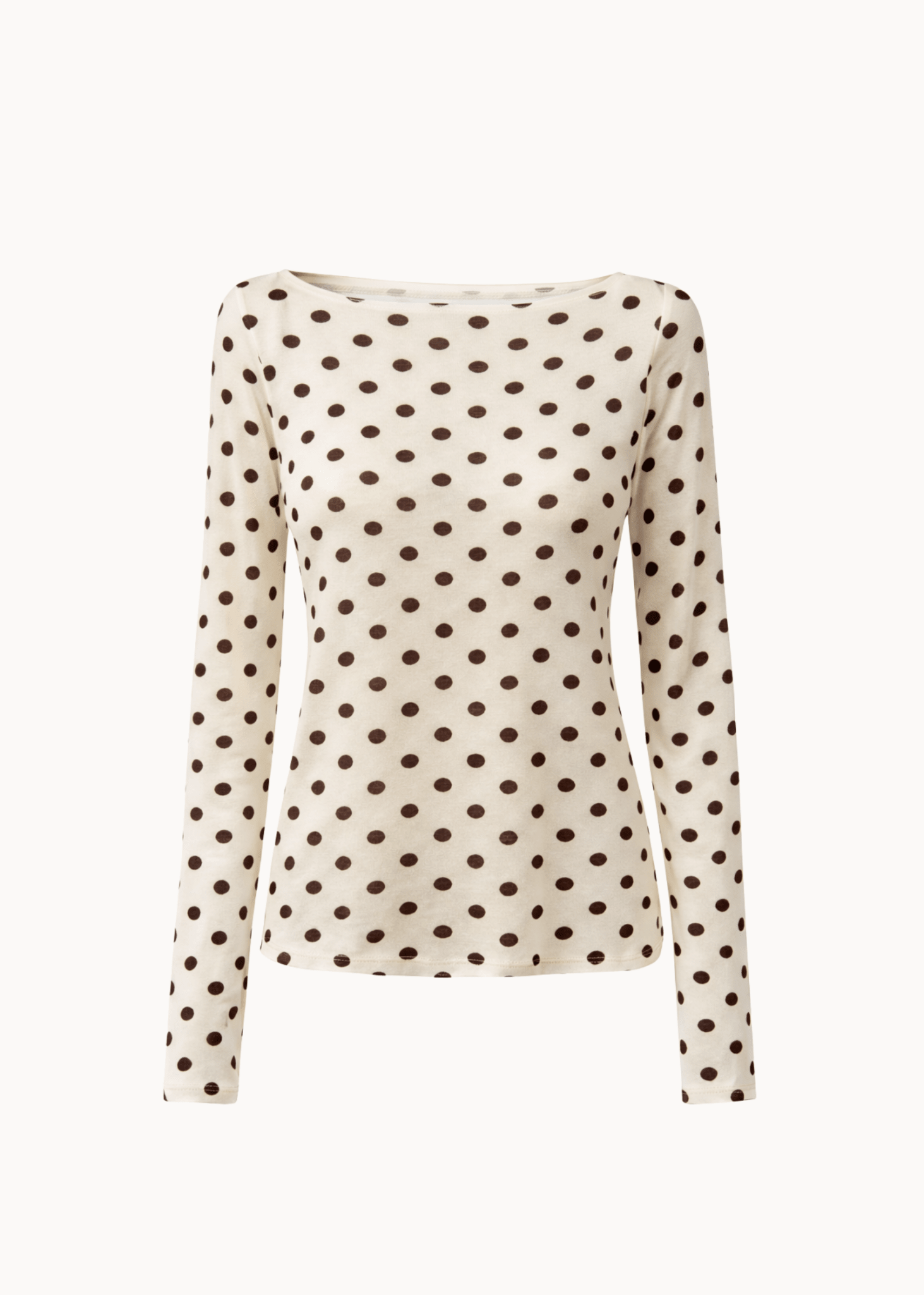 Langærmet Polka Bluse - Creme - ByStenholt.dk