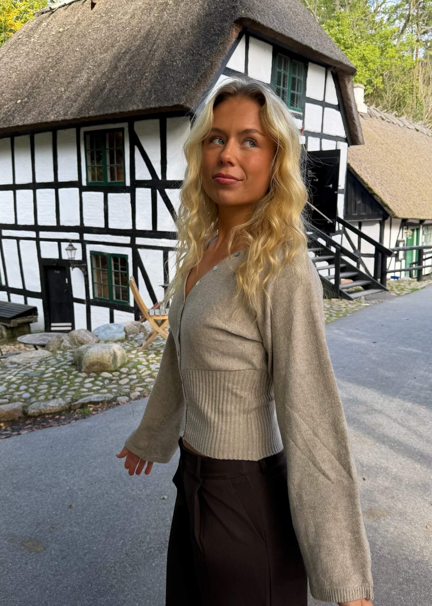 Leonora Fitted Cardigan - Taupe - ByStenholt.dk