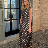 Lina Polka Maxi Kjole - Brun - ByStenholt.dk