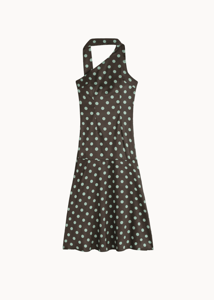 Lina Polka Maxi Kjole - Brun - ByStenholt.dk