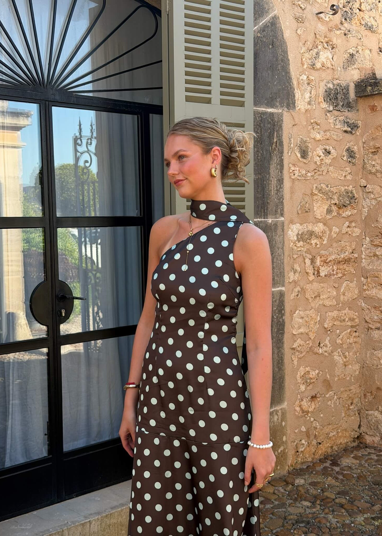 Lina Polka Maxi Kjole - Brun - ByStenholt.dk