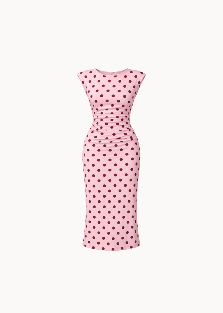 Liora Polka Midi Kjole - Lyserød - ByStenholt.dk