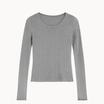 Loungewear Bluse i Pointelle - Grå - ByStenholt.dk