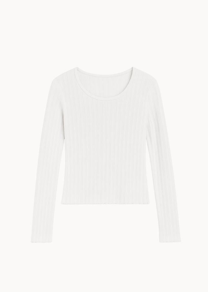 Loungewear Bluse i Pointelle - Hvid - ByStenholt.dk