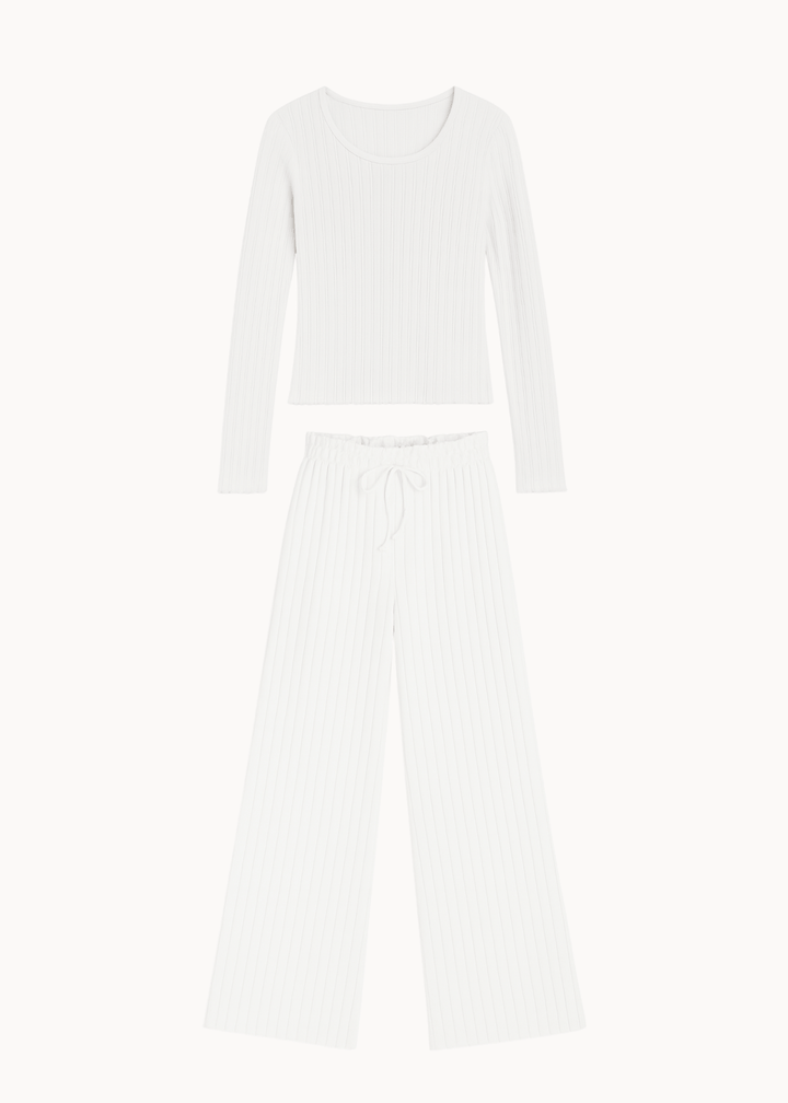 Loungewear Bluse Sæt - Hvid - ByStenholt.dk