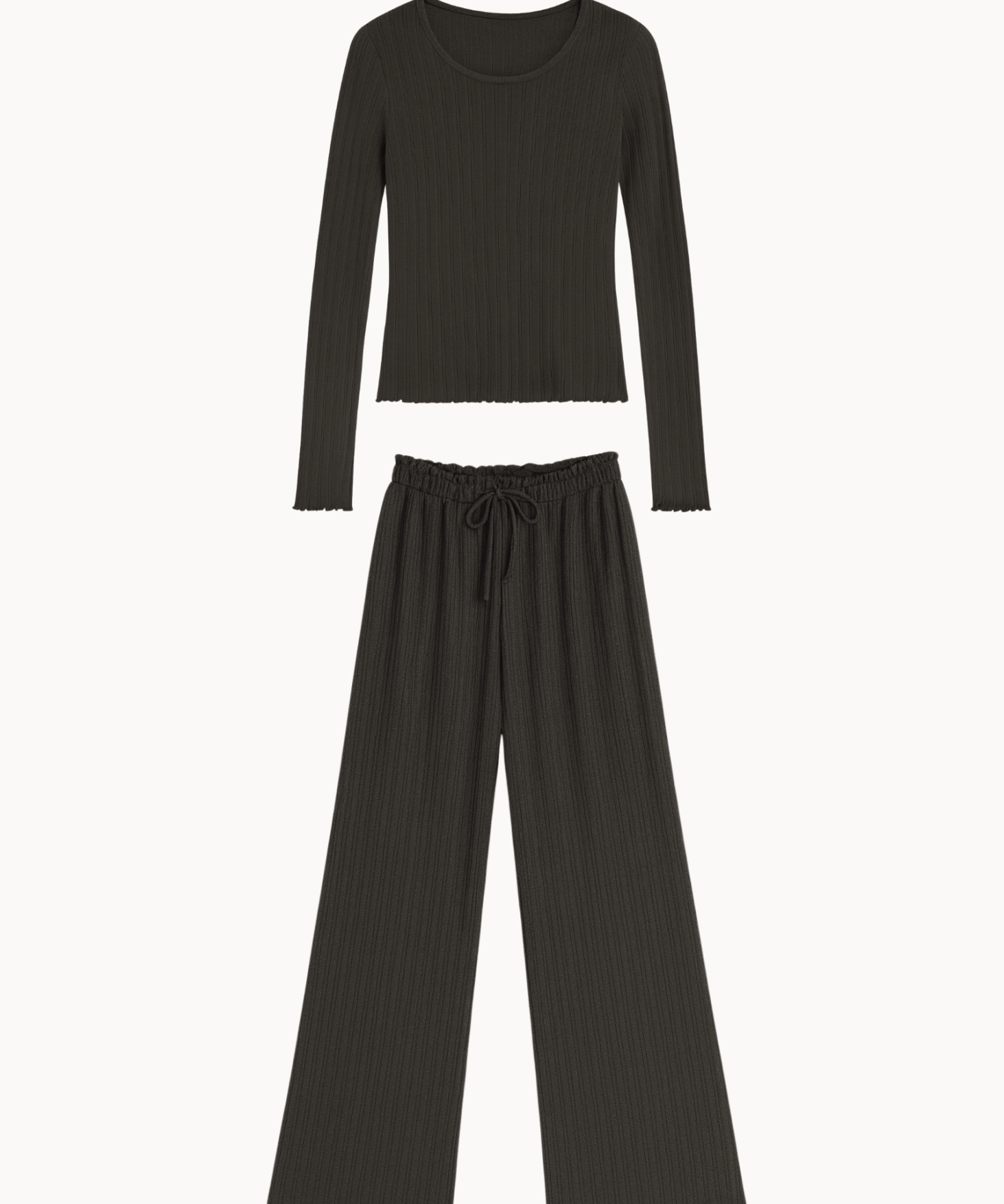 Loungewear Bluse Sæt - Mørkebrun - ByStenholt.dk