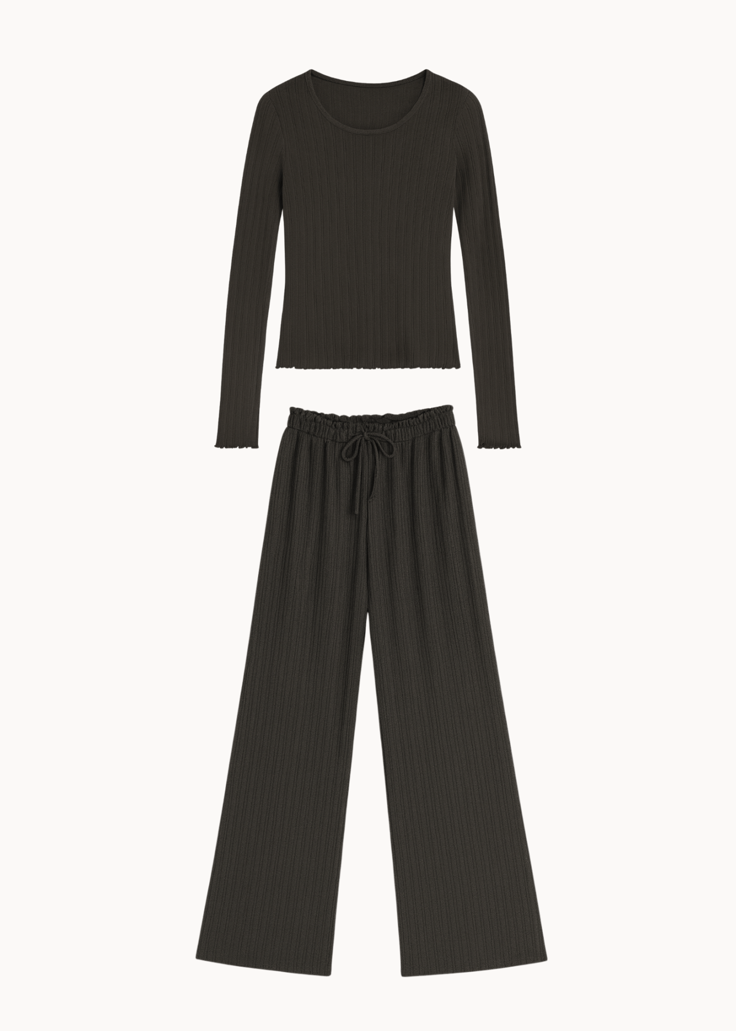 Loungewear Bluse Sæt - Mørkebrun - ByStenholt.dk