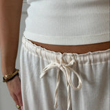 Loungewear Bukser i Pointelle - Creme - ByStenholt.dk