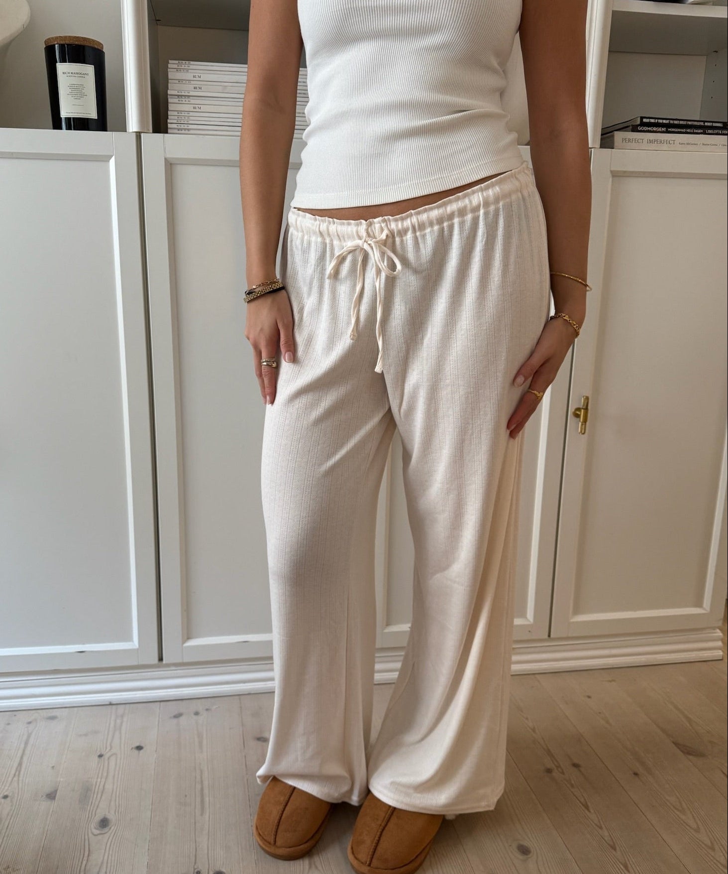 Loungewear Bukser i Pointelle - Creme - ByStenholt.dk