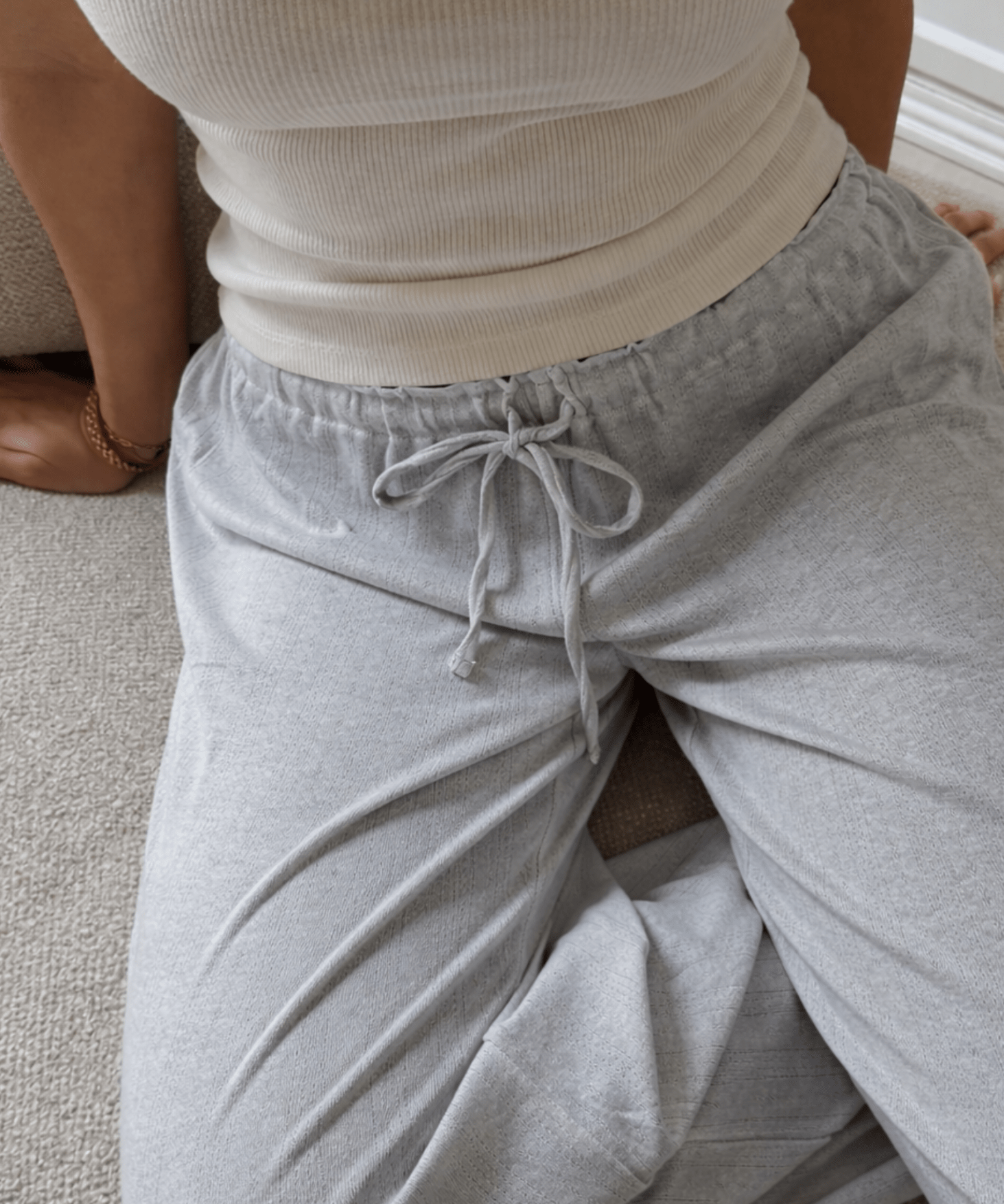 Loungewear Bukser i Pointelle - Grå - ByStenholt.dk