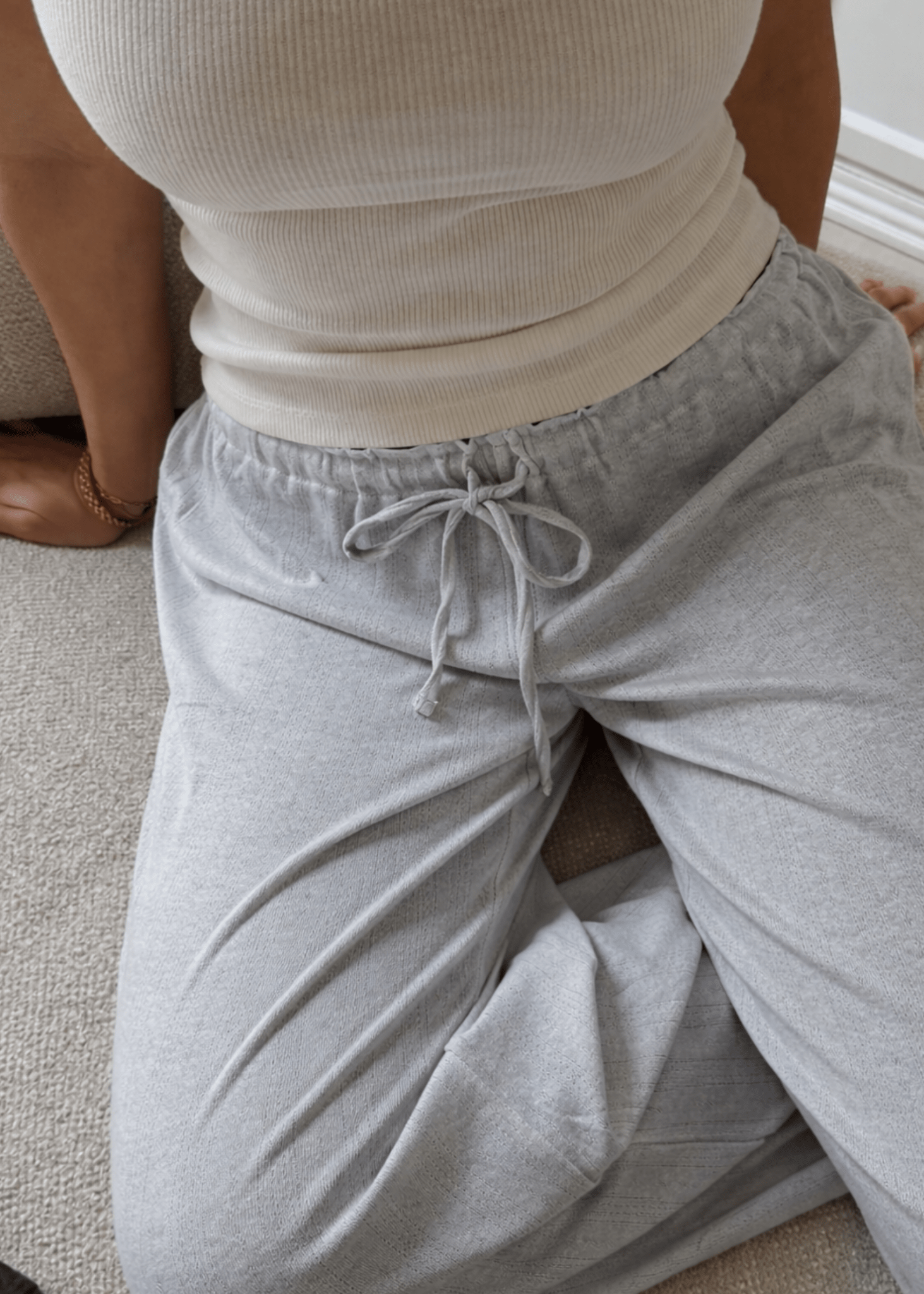 Loungewear Bukser i Pointelle - Grå - ByStenholt.dk