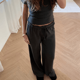 Loungewear Bukser i Pointelle - Mørkebrun - ByStenholt.dk