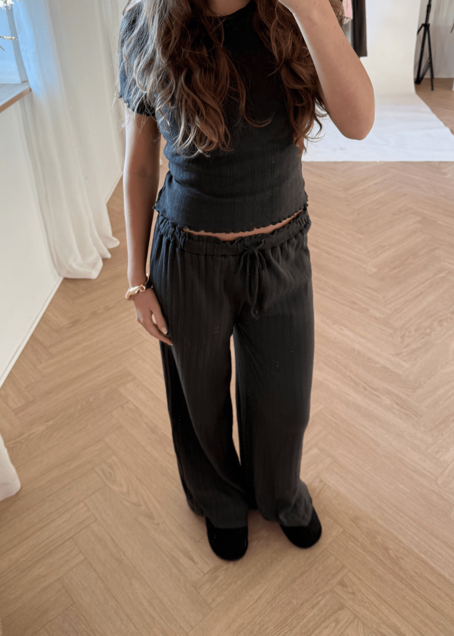 Loungewear Bukser i Pointelle - Mørkebrun - ByStenholt.dk