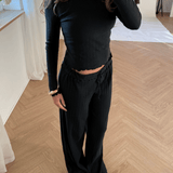 Loungewear Bukser i Pointelle - Sort - ByStenholt.dk