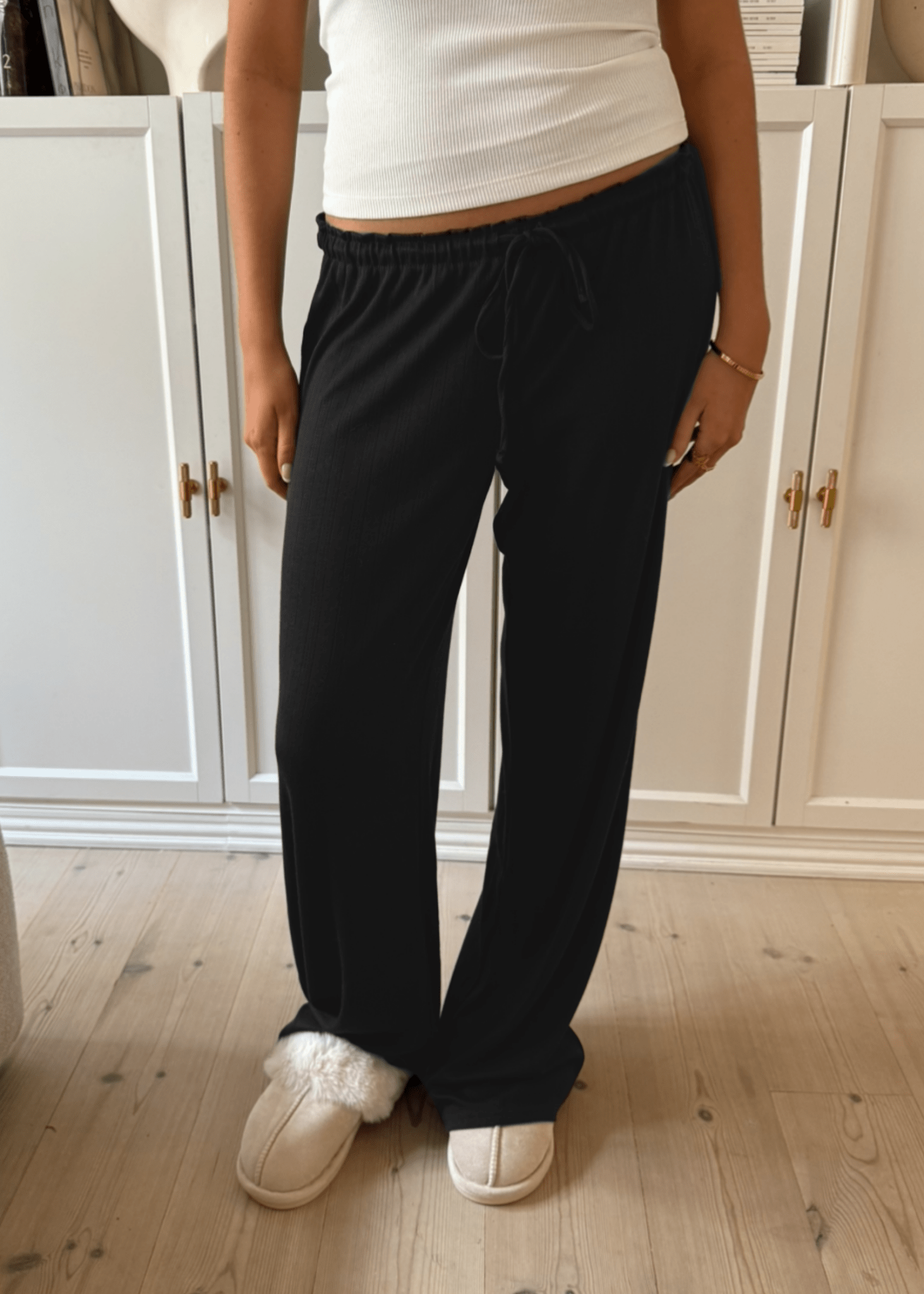 Loungewear Bukser i Pointelle - Sort - ByStenholt.dk