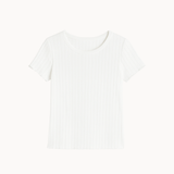 Loungewear T-shirt i Pointelle - Hvid - ByStenholt.dk