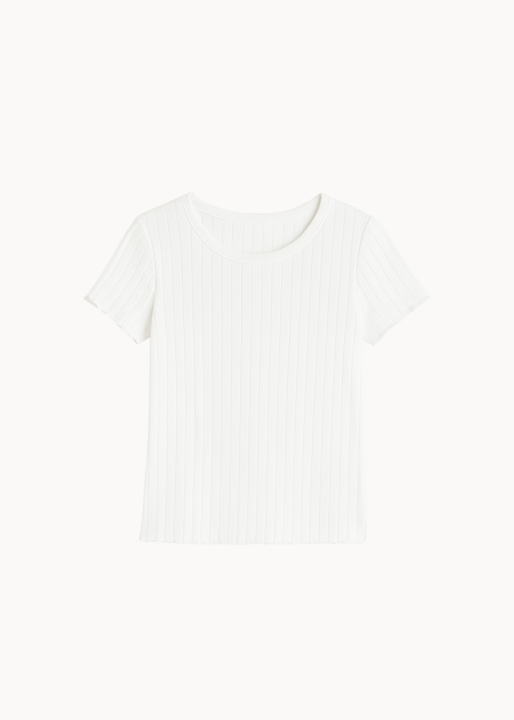 Loungewear T-shirt i Pointelle - Hvid - ByStenholt.dk