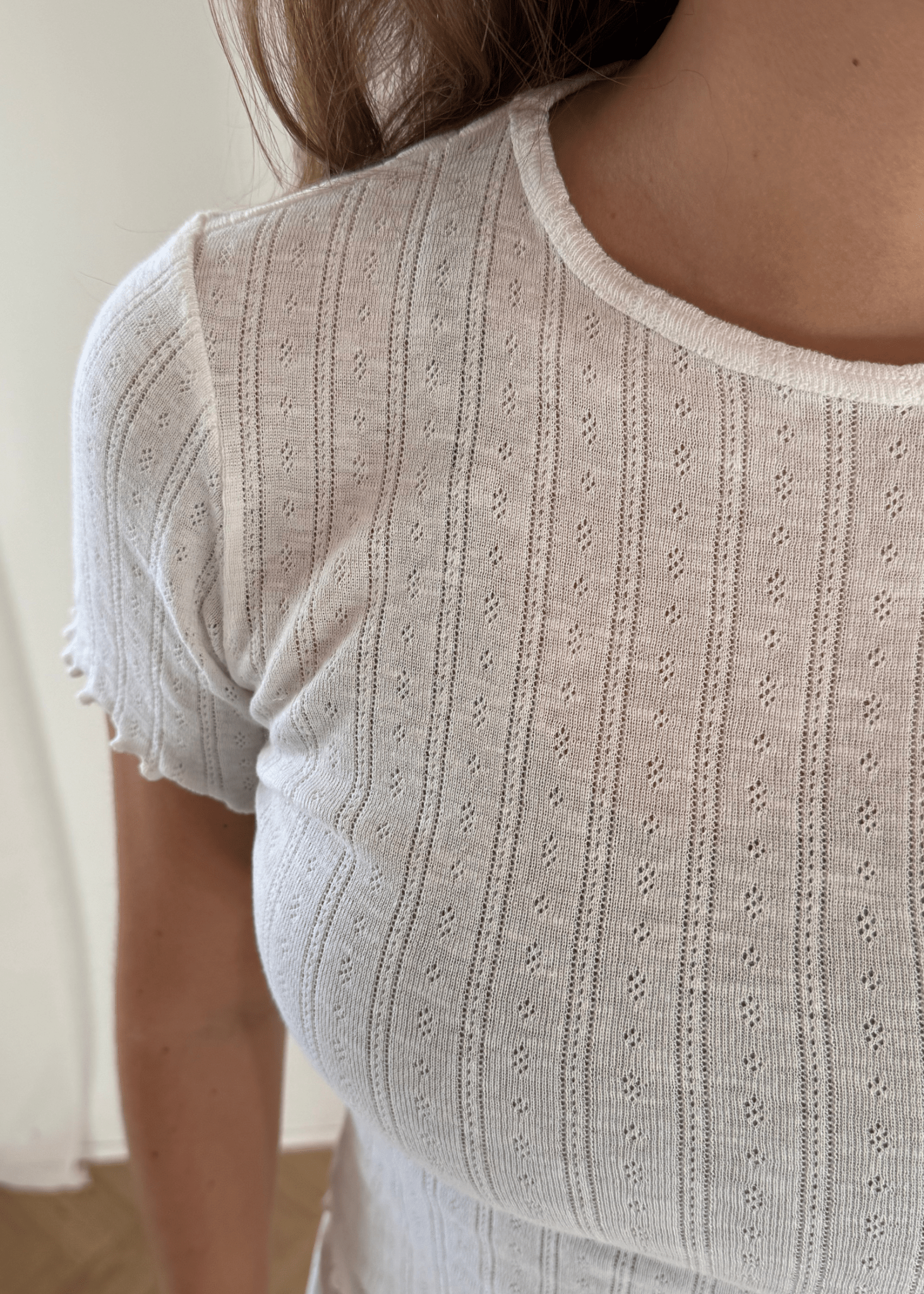 Loungewear T-shirt i Pointelle - Hvid - ByStenholt.dk