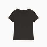 Loungewear T-shirt i Pointelle - Mørkebrun - ByStenholt.dk