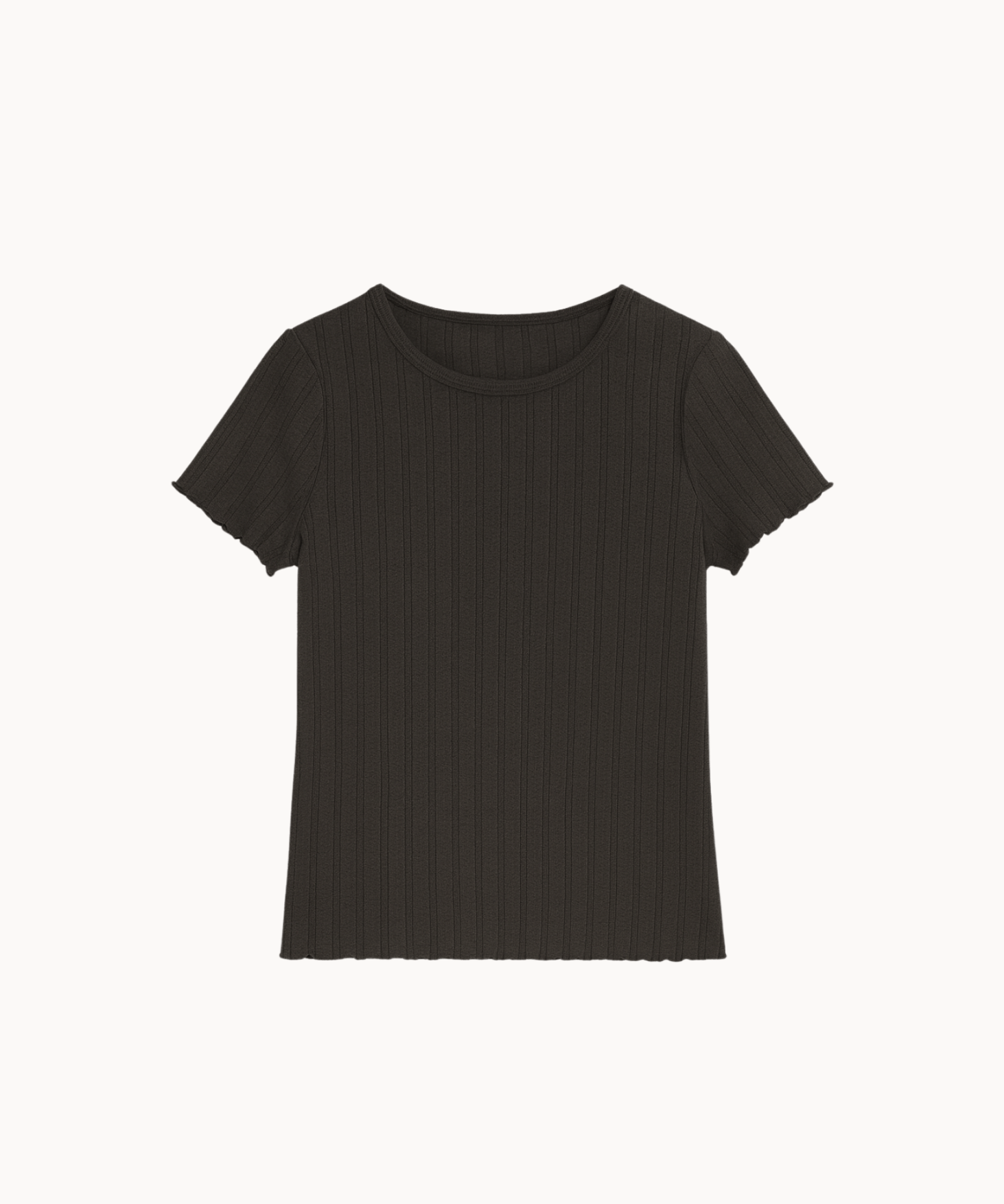 Loungewear T-shirt i Pointelle - Mørkebrun - ByStenholt.dk