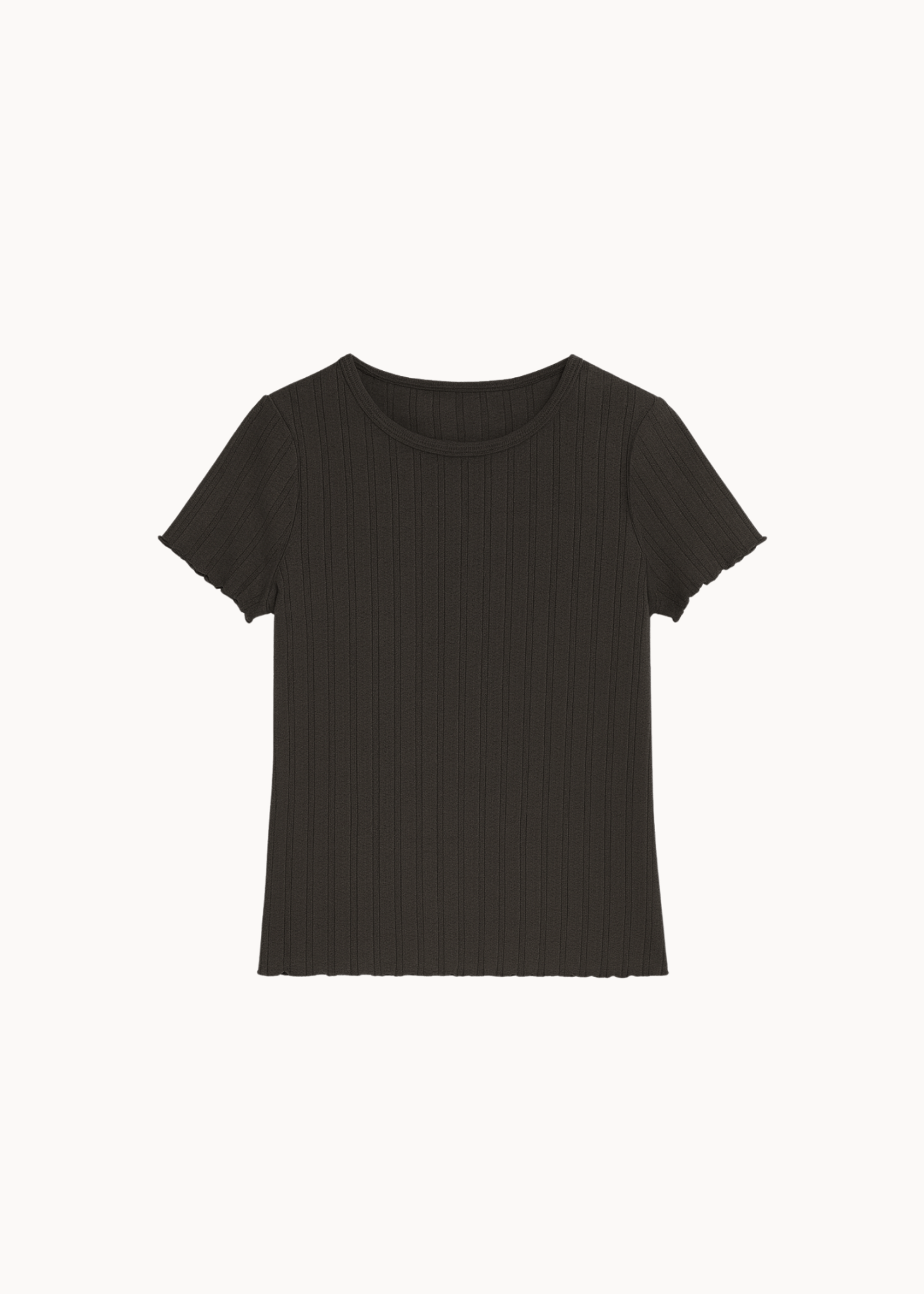 Loungewear T-shirt i Pointelle - Mørkebrun - ByStenholt.dk