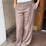 Low Waist Bukser med Spænde - Brun - ByStenholt.dk