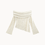 Lumi Paillet Off Shoulder Bluse - Creme - ByStenholt.dk