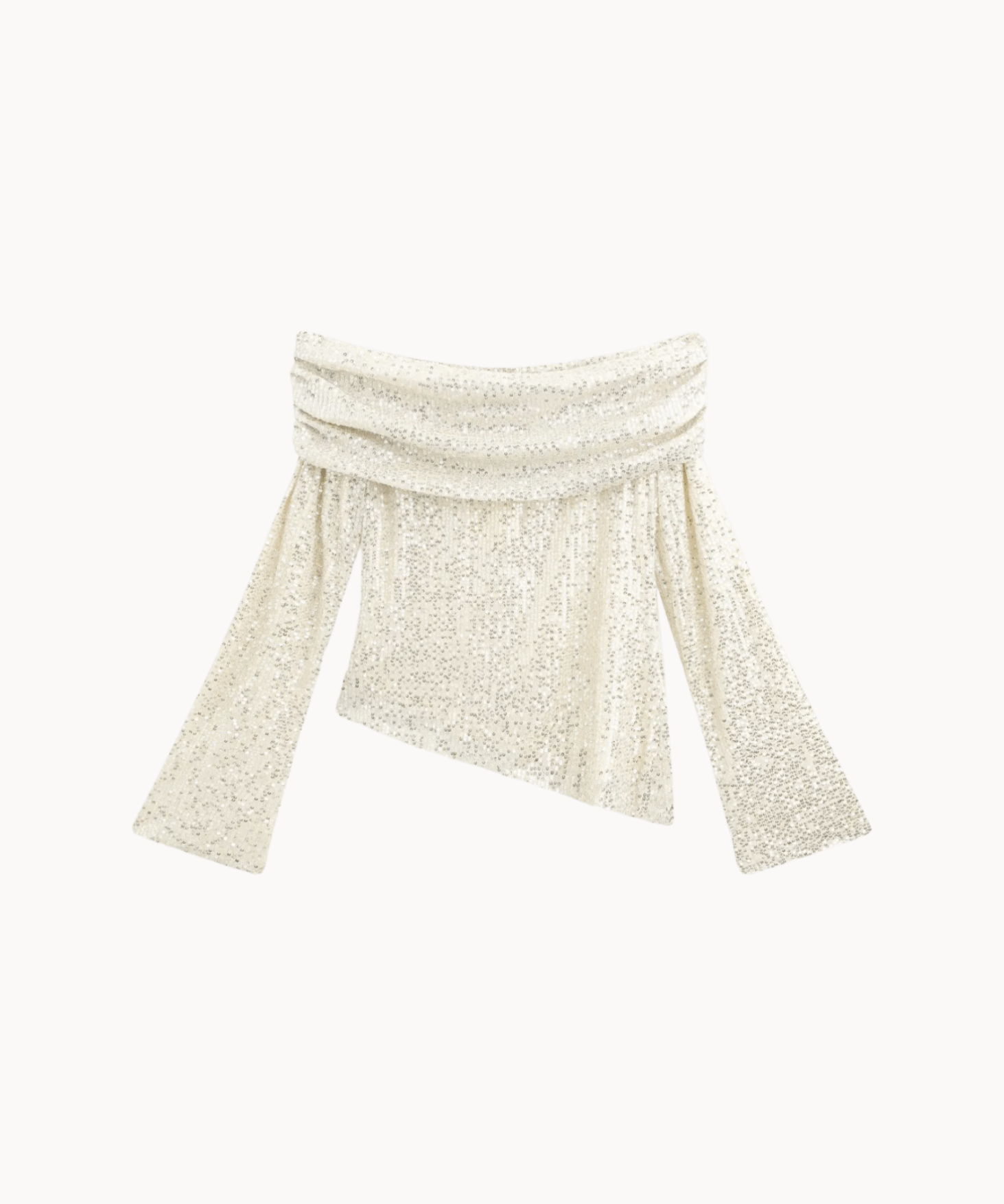 Lumi Paillet Off Shoulder Bluse - Creme - ByStenholt.dk