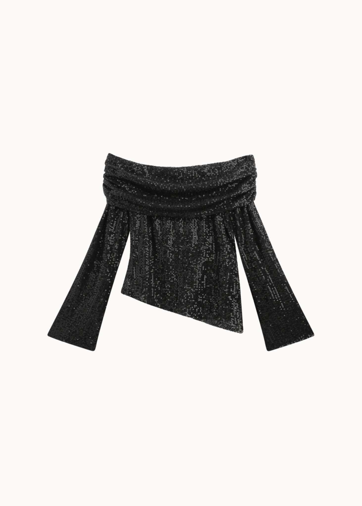 Lumi Paillet Off Shoulder Bluse - Sort - ByStenholt.dk