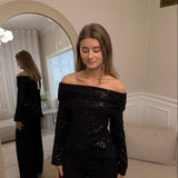Lumi Paillet Off Shoulder Bluse - Sort - ByStenholt.dk