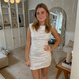 Luna Paillet Mini Kjole - Hvid - ByStenholt.dk