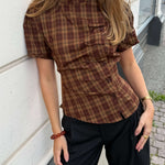Maggie Ternet Top - Brun - ByStenholt.dk