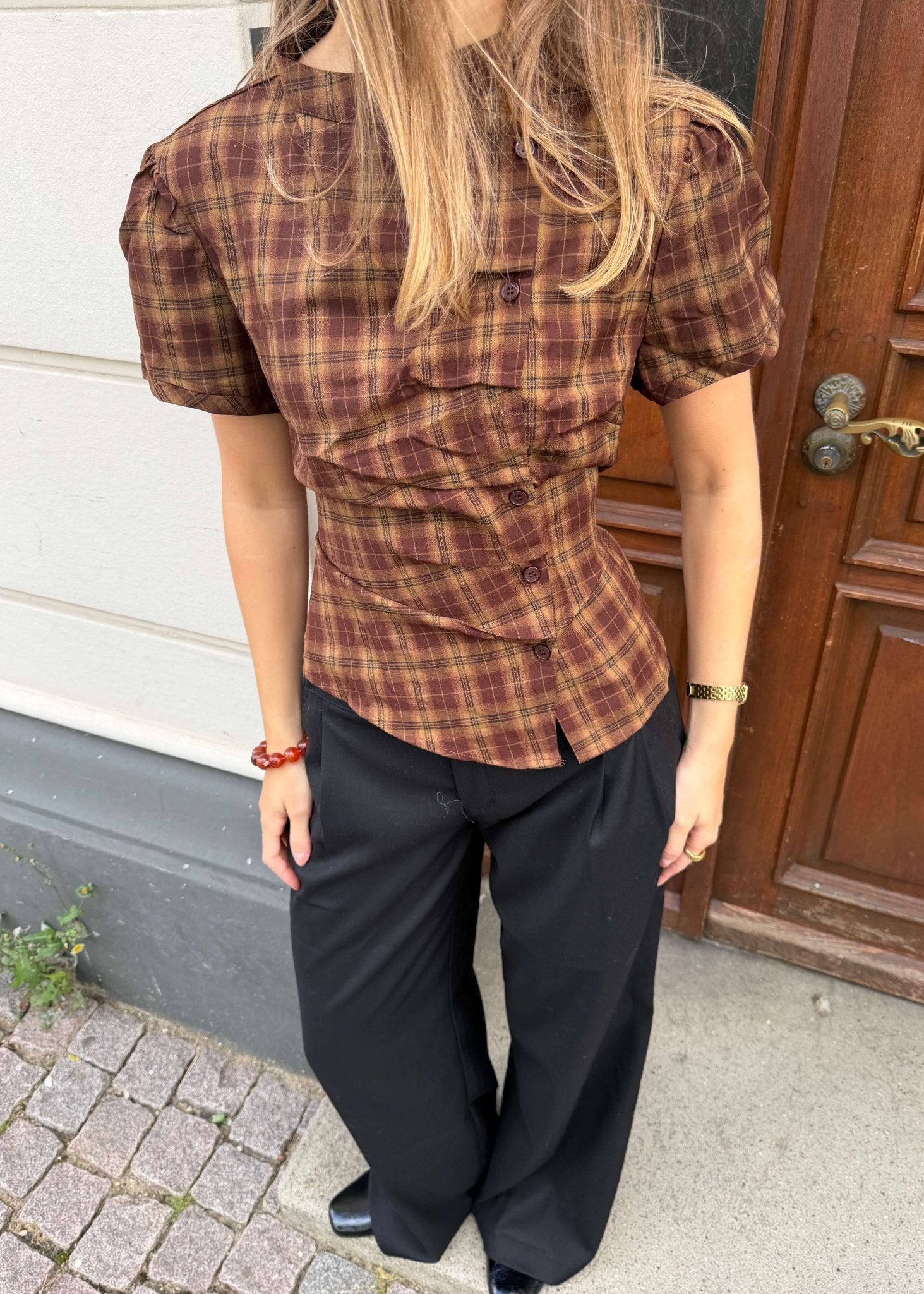 Maggie Ternet Top - Brun - ByStenholt.dk