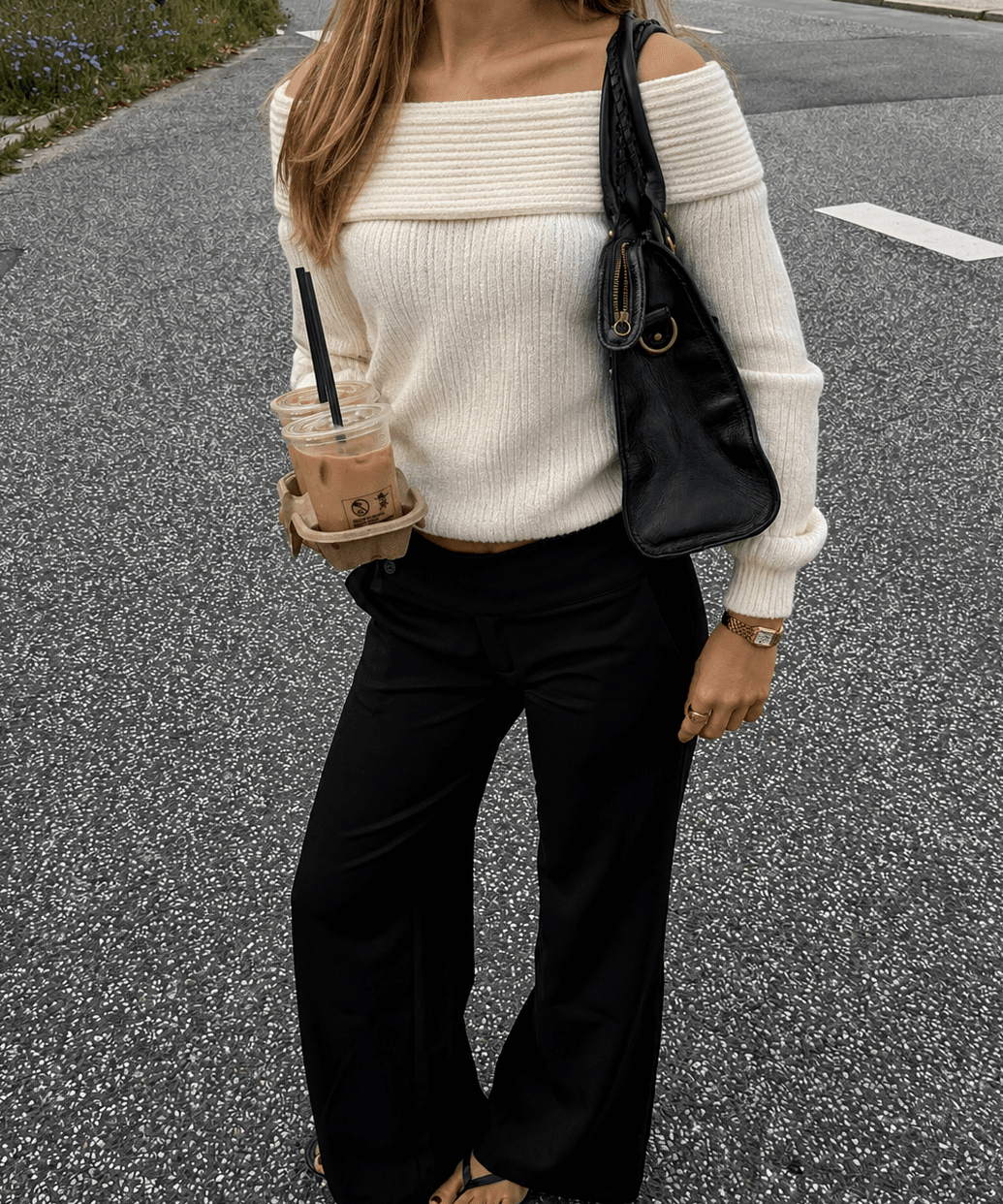 Maya Off Shoulder Strik - Creme - ByStenholt.dk